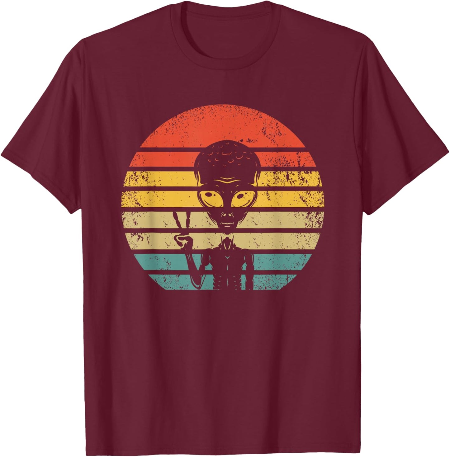 Retro Alien UFO Space Ship - Vintage Extraterrestrial T-Shirt - T-Shirt | Maroon