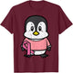 Pink Ribbon Penguin Cute Breast Cancer Awareness Women Kids T-Shirt - T-Shirt | Maroon