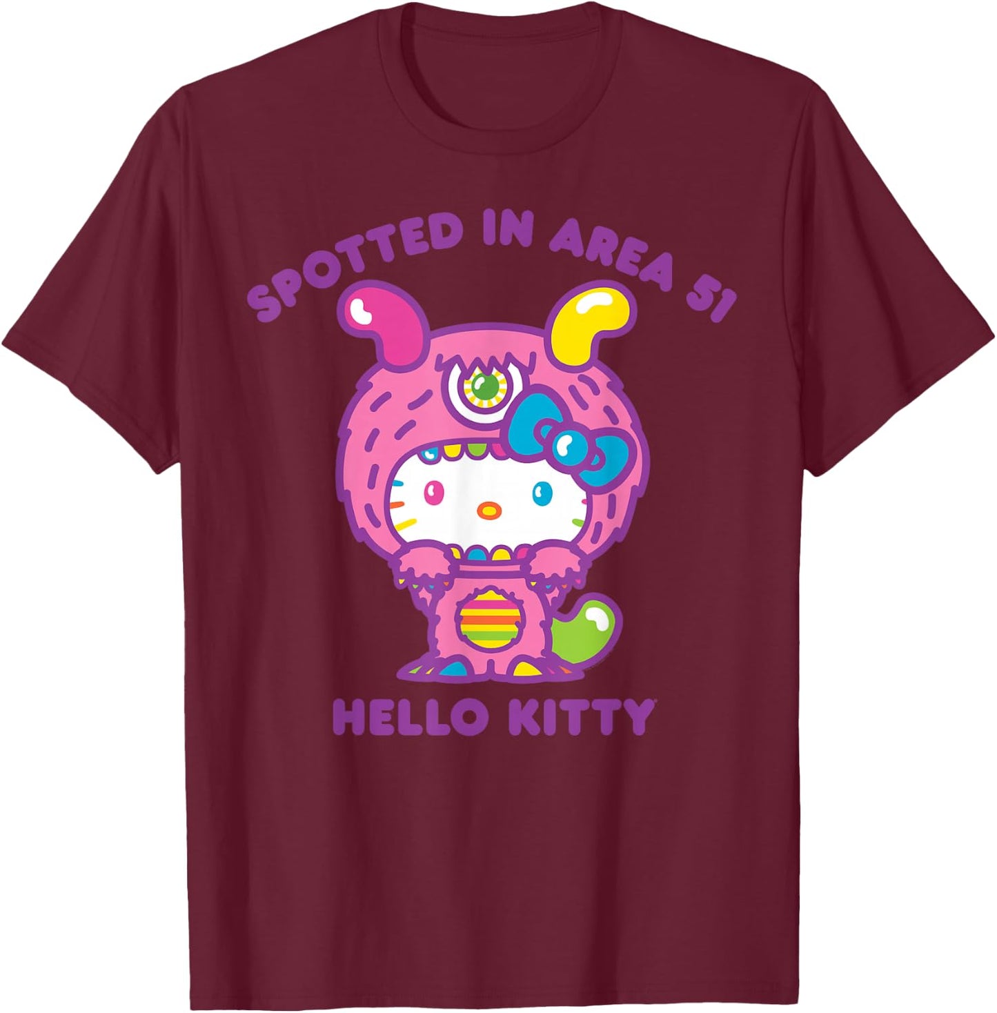 Hello Kitty Spotted in Area 51 Alien Sighting T-Shirt - T-Shirt | Maroon
