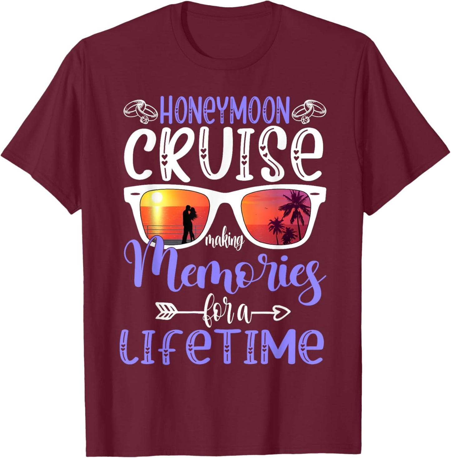 Husband Wife Our Wedding Anniversary Honey Moon Cruise Trip T-Shirt - T-Shirt | Maroon