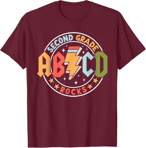 ABCD 2nd Grade Rocks Pencil Lightning Teachers Rock Boys