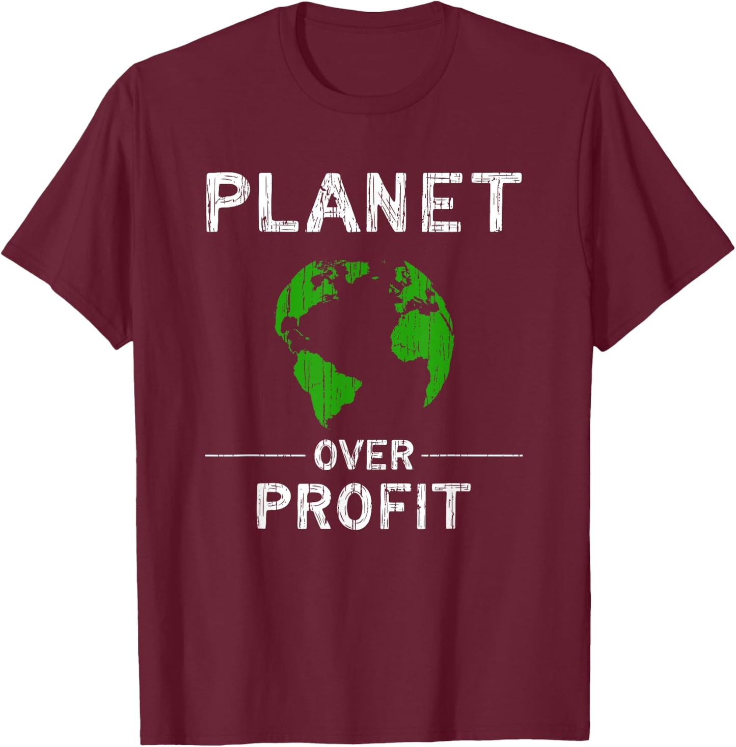 Green Environmental Art and Ecology Planet Awareness T-Shirt - T-Shirt | Maroon
