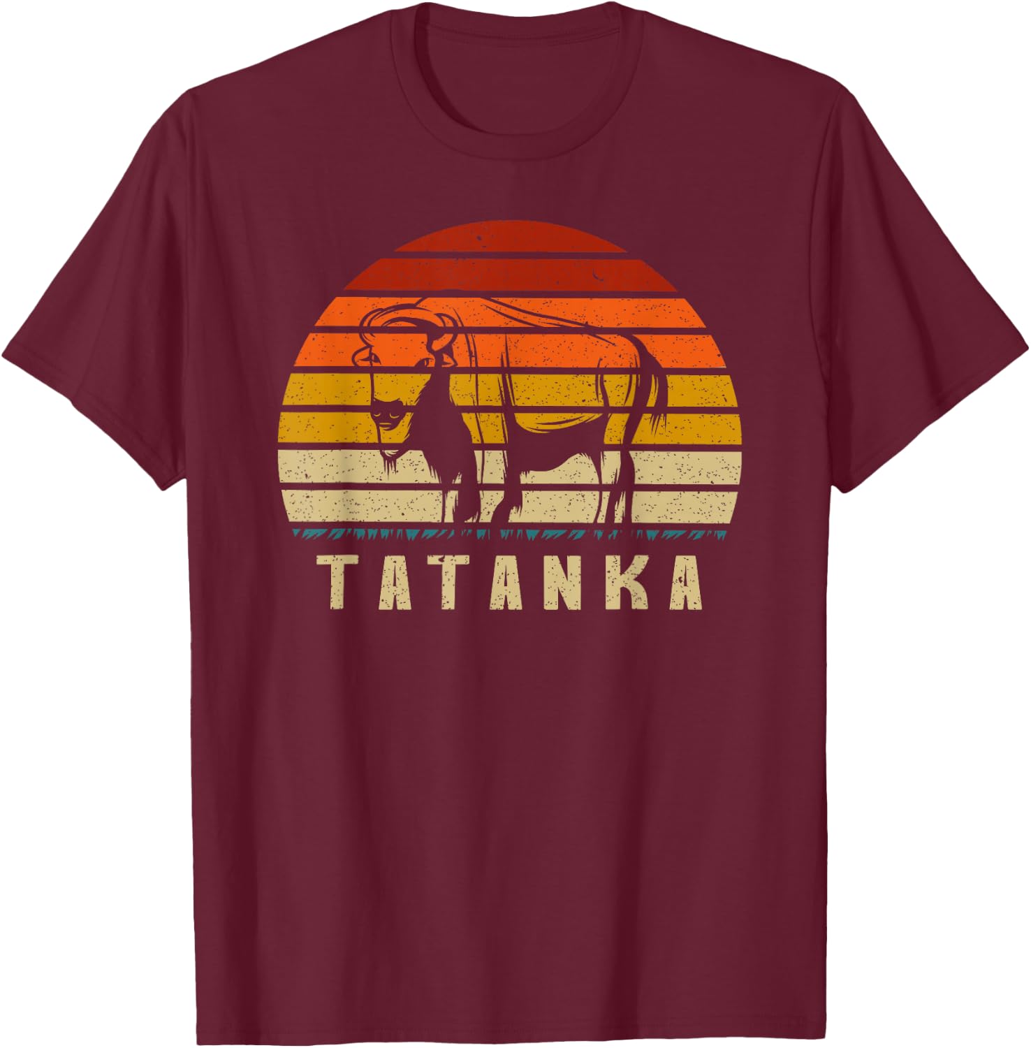 Retro Vintage American Buffalo Tatanka animal Gift T-Shirt - T-Shirt | Maroon