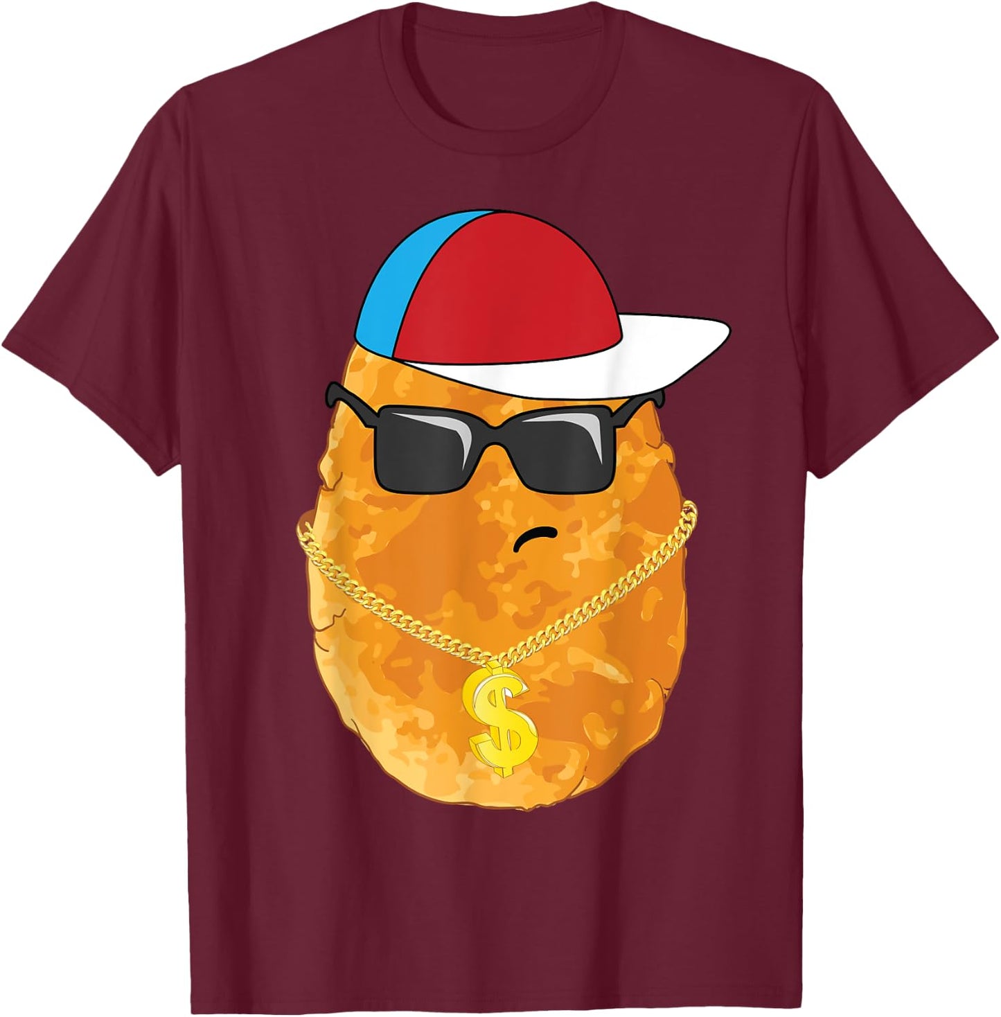 Cool Chicken Nugget Art For Boys Kids Chicken Nugget Lover T-Shirt - T-Shirt | Maroon