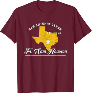 Fort Sam Houston San Antonio Texas Tx Souvenir Gifts T-Shirt - T-Shirt | Maroon