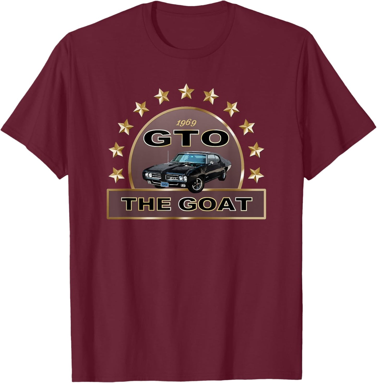 Classic 1966 Gto, Goat, Vintage American Muscle Car, Car Art T-Shirt - T-Shirt | Maroon