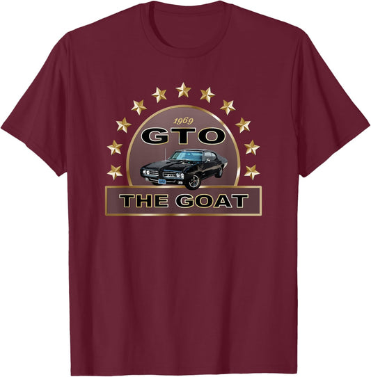 Classic 1966 Gto, Goat, Vintage American Muscle Car, Car Art T-Shirt - T-Shirt | Maroon