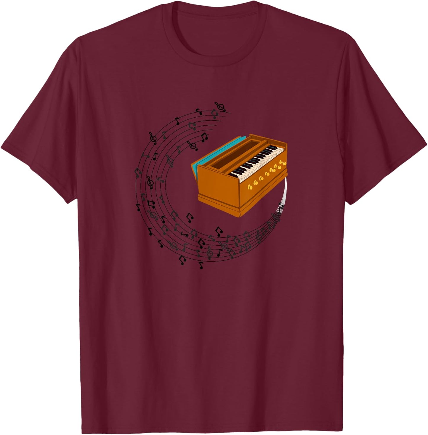 Indian Harmonium Musical Instrument T-Shirt - T-Shirt | Maroon