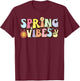 Hello Spring vibes Flowers Bloom Floral First day of Spring T-Shirt - T-Shirt | Maroon