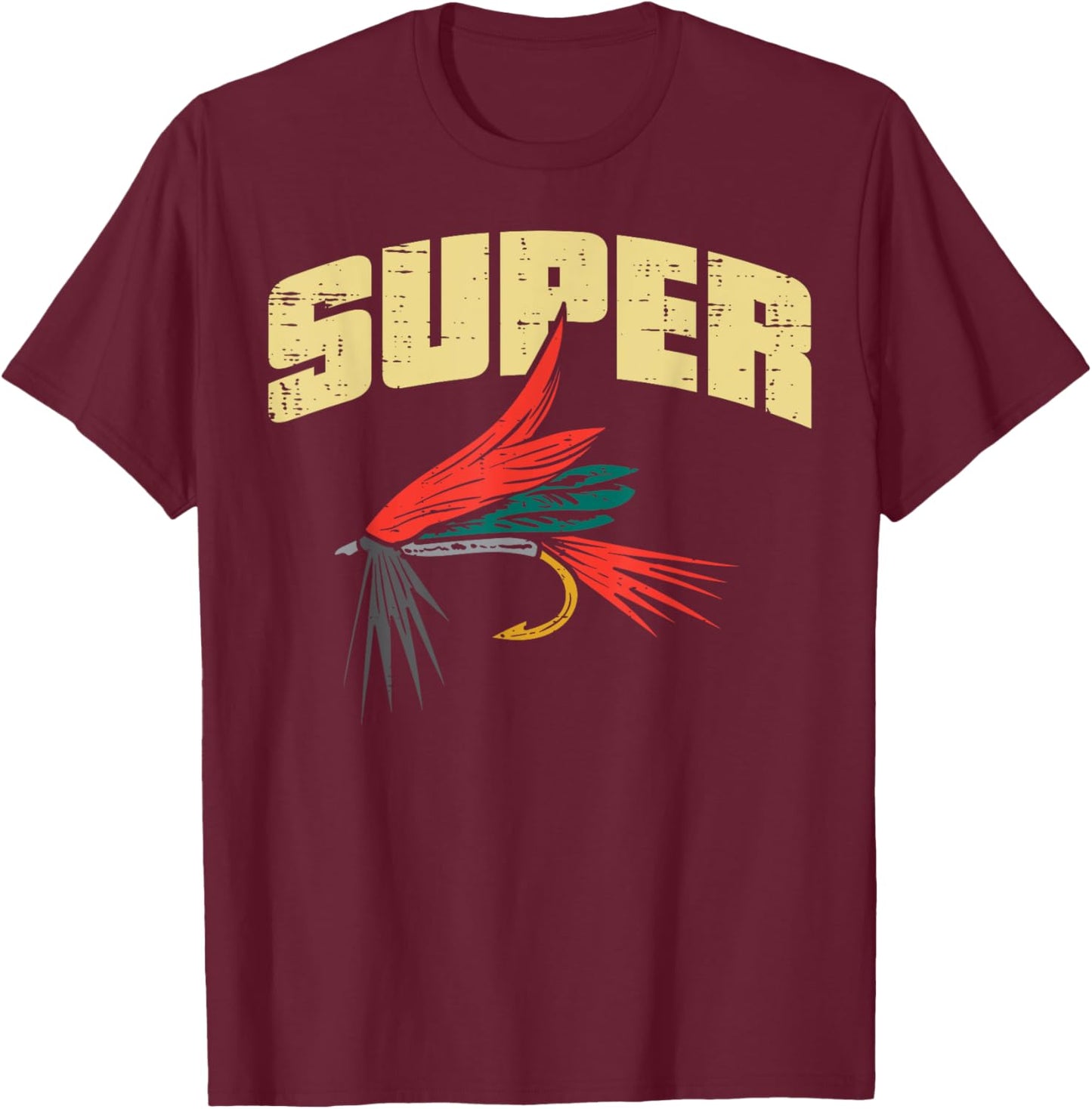 Super Fly Fishing Cool Fish Angler Fisher Fisherman Men Dad T-Shirt - T-Shirt | Maroon