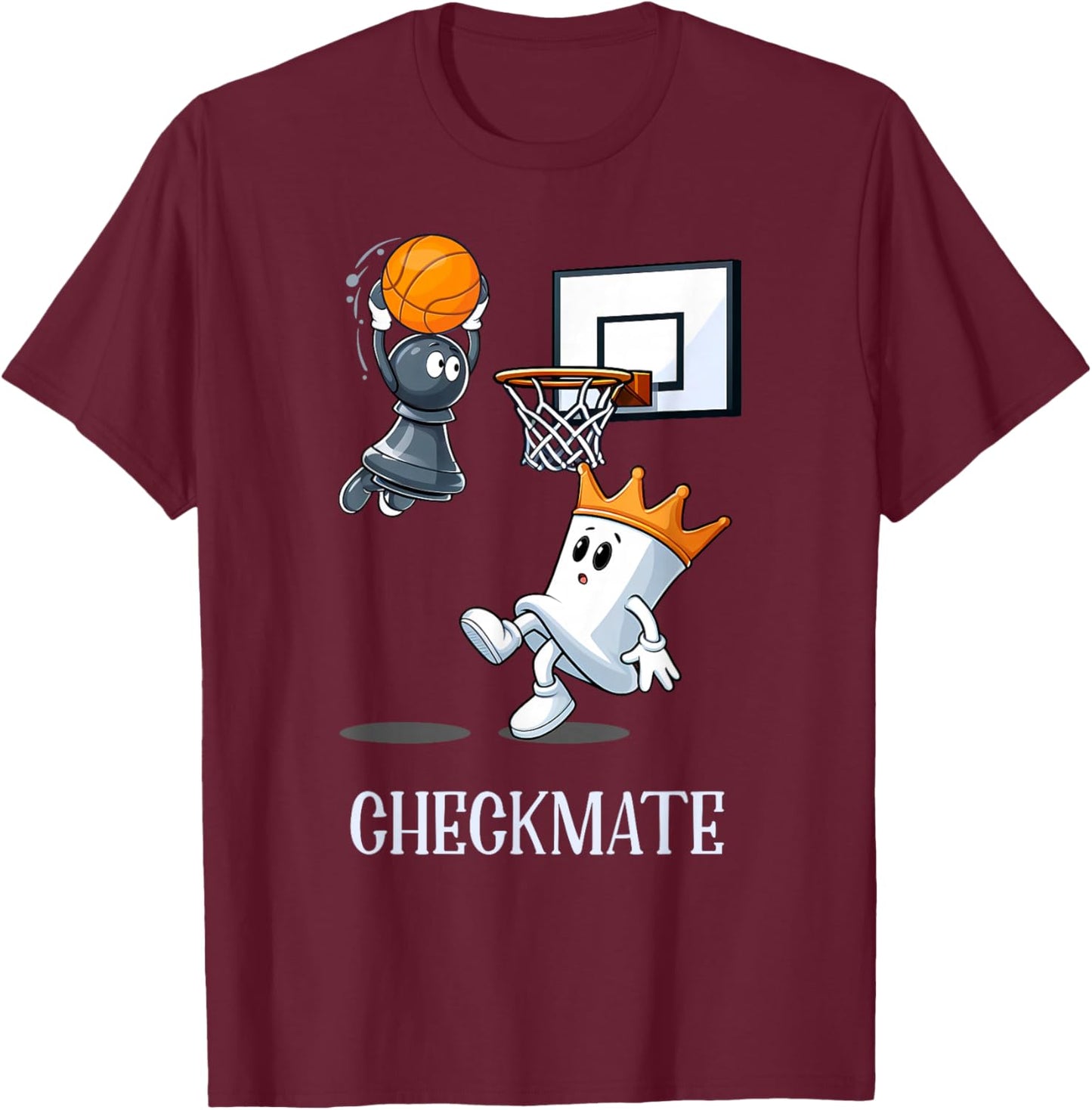 Checkmate Chess And Basketball Gift Chess Fun Gift T-Shirt - T-Shirt | Maroon