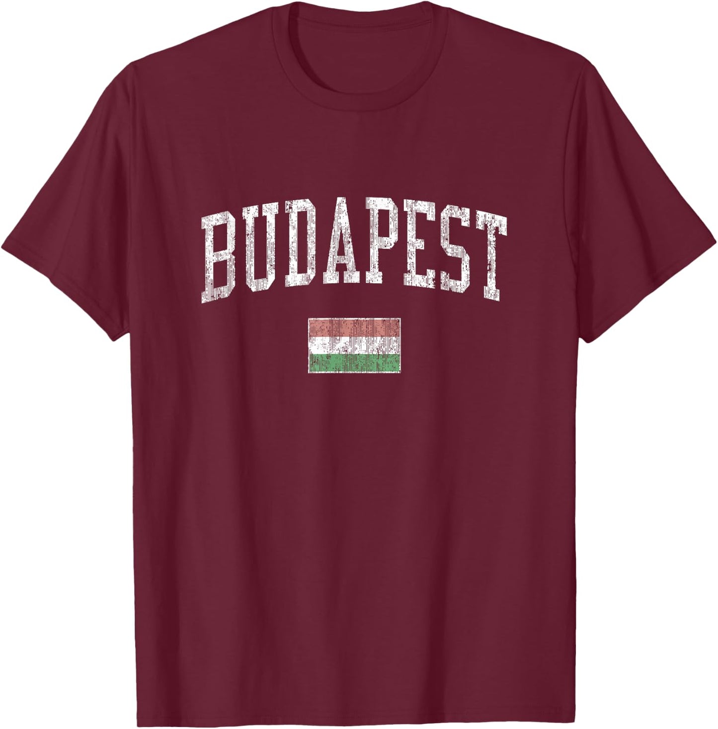Budapest Hungary Vintage Sports Design Flag T-Shirt - T-Shirt | Maroon