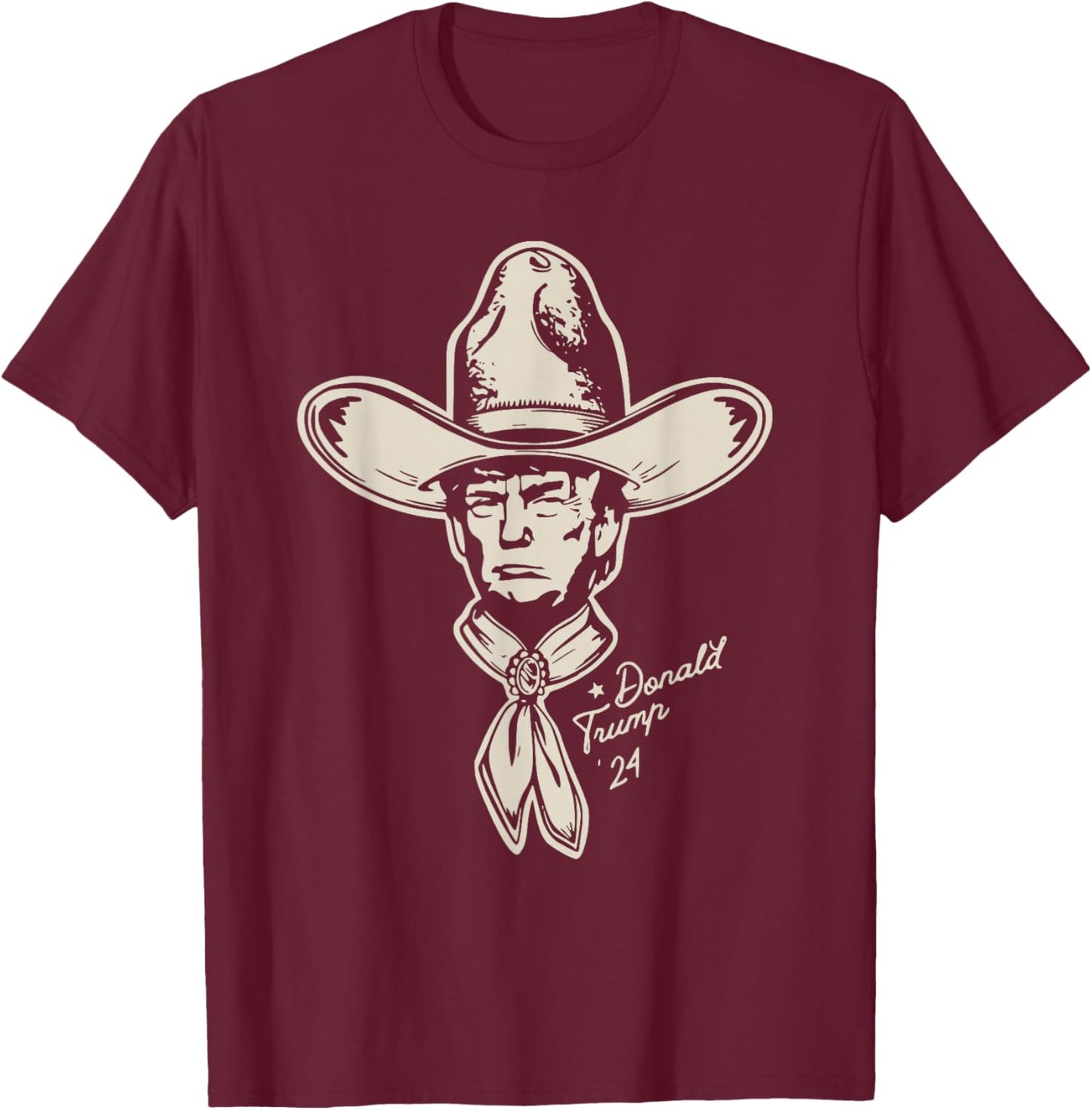 Yeehawin' for Trump 2024 Punchy Western Political Humor Vote T-Shirt - T-Shirt | Maroon