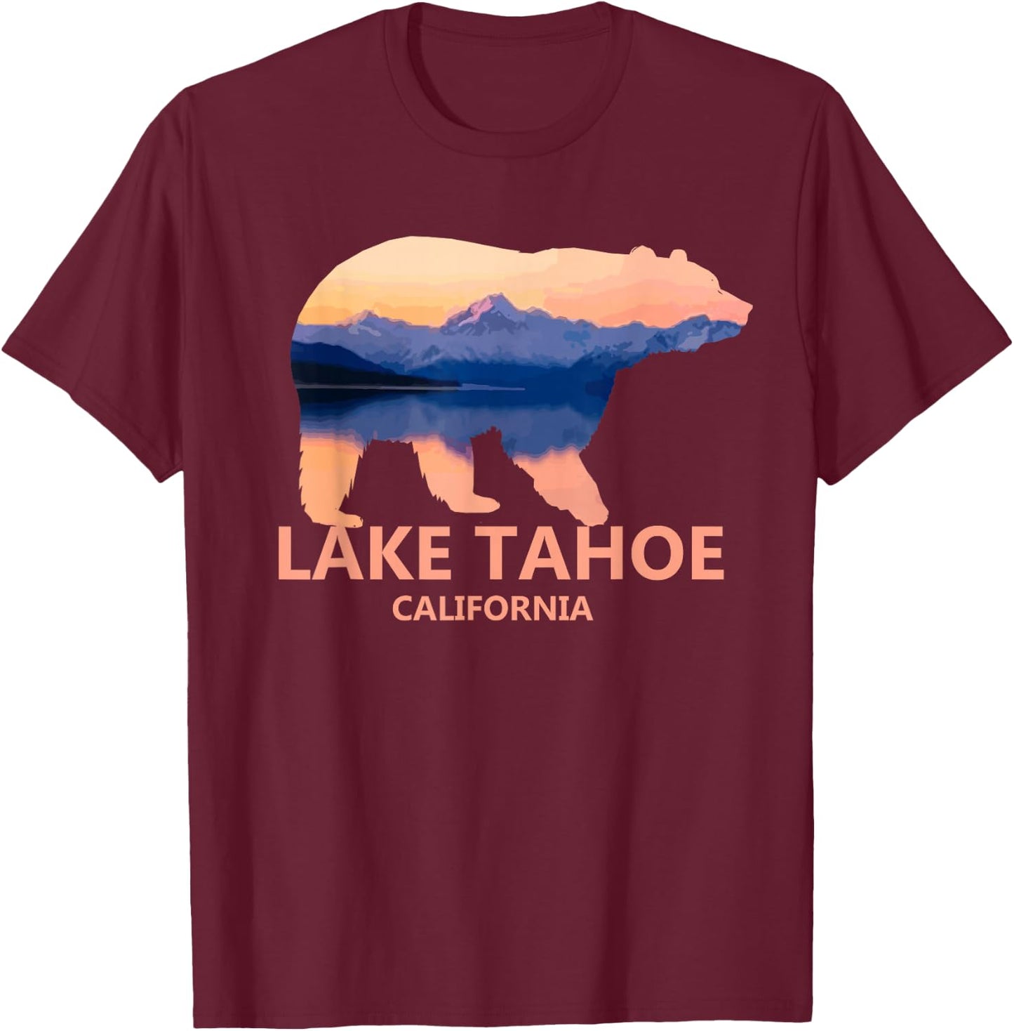 Lake Tahoe California Grizzly Bear Souvenir Gift T-Shirt - T-Shirt | Maroon