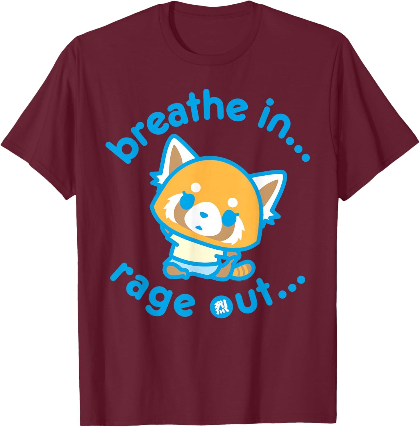 Aggretsuko Yoga Breathe In Rage Out T-Shirt - T-Shirt | Maroon