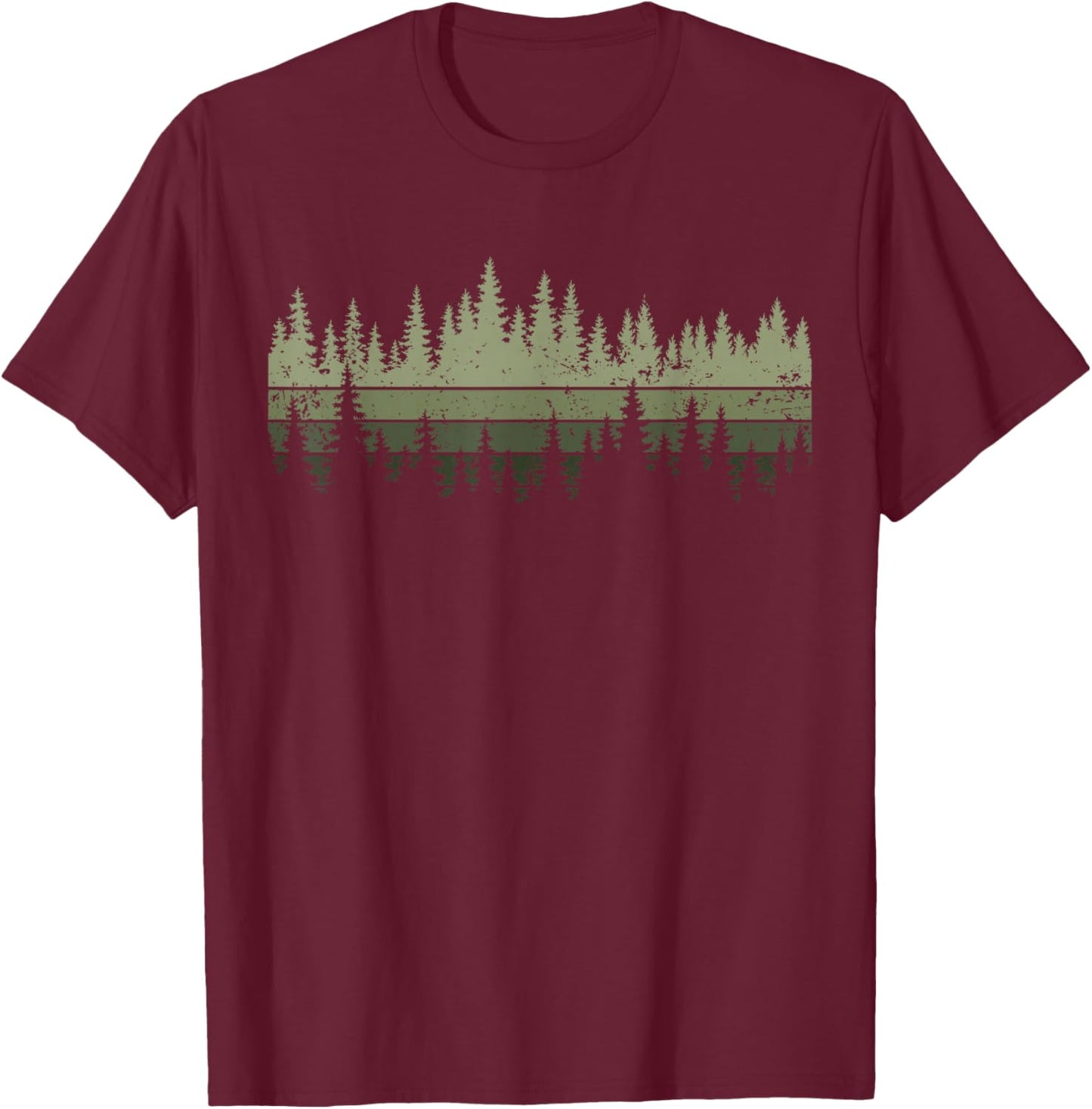 Outdoors Nature Forest Retro T-Shirt - T-Shirt | Maroon