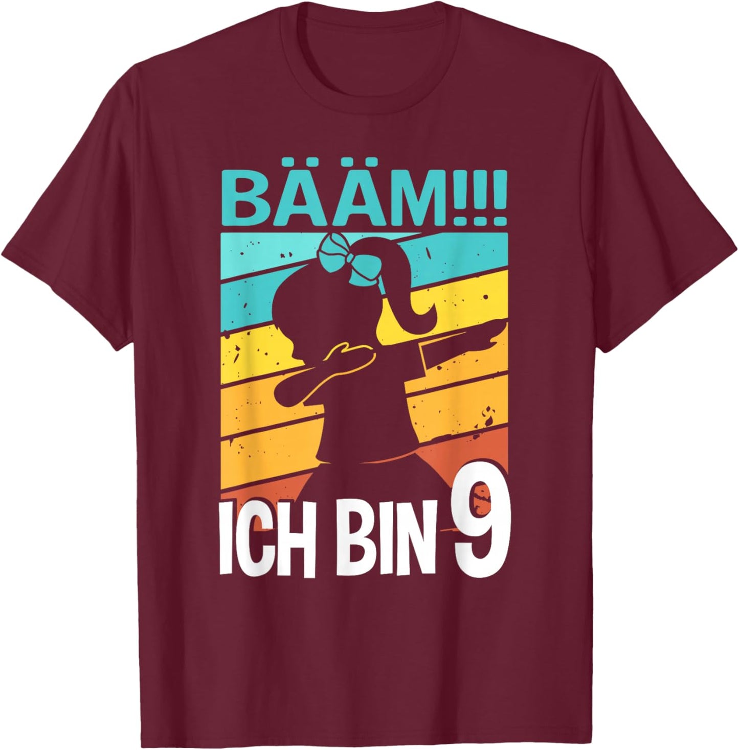 Mädchen Tanzen Bääm Ich bin 9 Jahre Dab Geburtstag T-Shirt - T-Shirt | Maroon