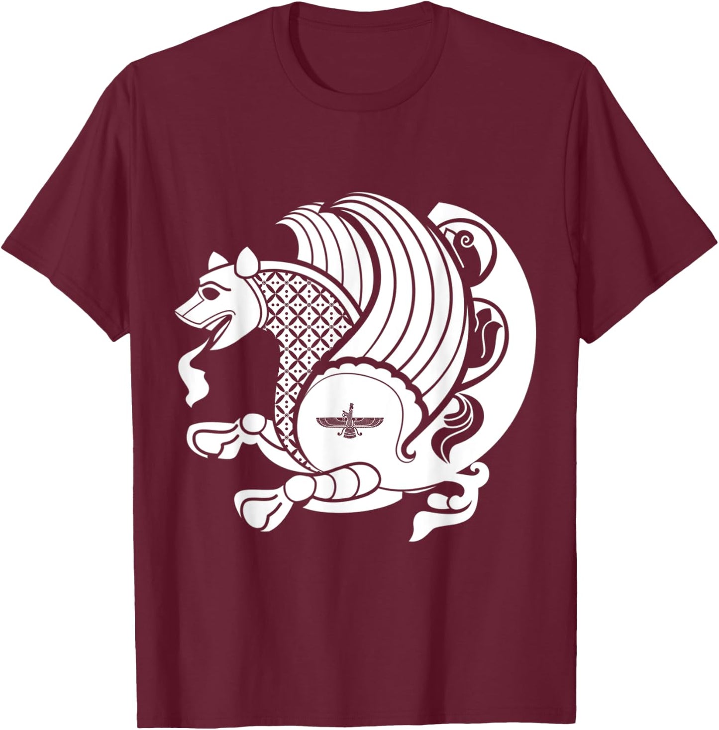 Persian Healing Simurgh Farvahar of Achaemenids & Sassanids T-Shirt - T-Shirt | Maroon
