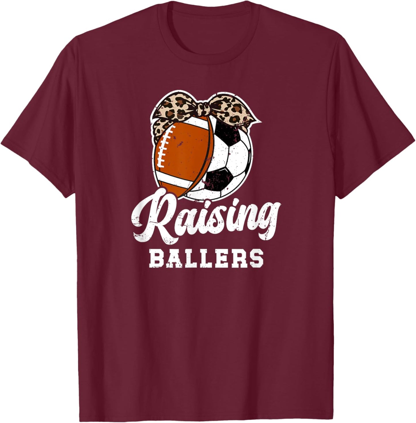 Raising Ballers Soccer Football Mom Soccer Football Mama T-Shirt - T-Shirt | Maroon