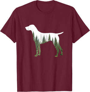 German Shorthair Pointer Nature Silhoutte Forest T-Shirt - T-Shirt | Maroon