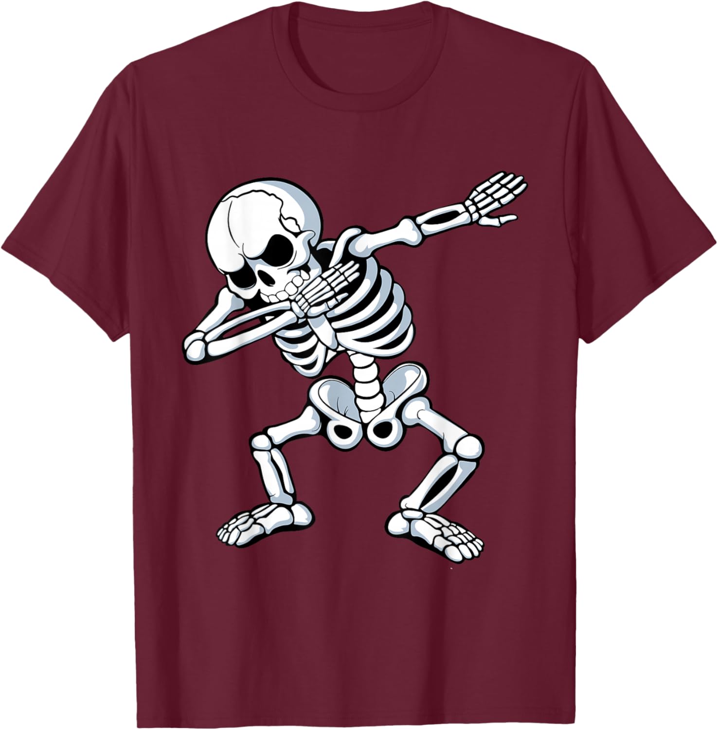Dabbing Skeleton Spooky Dab Dancing Men Kids Boys Halloween T-Shirt - T-Shirt | Maroon