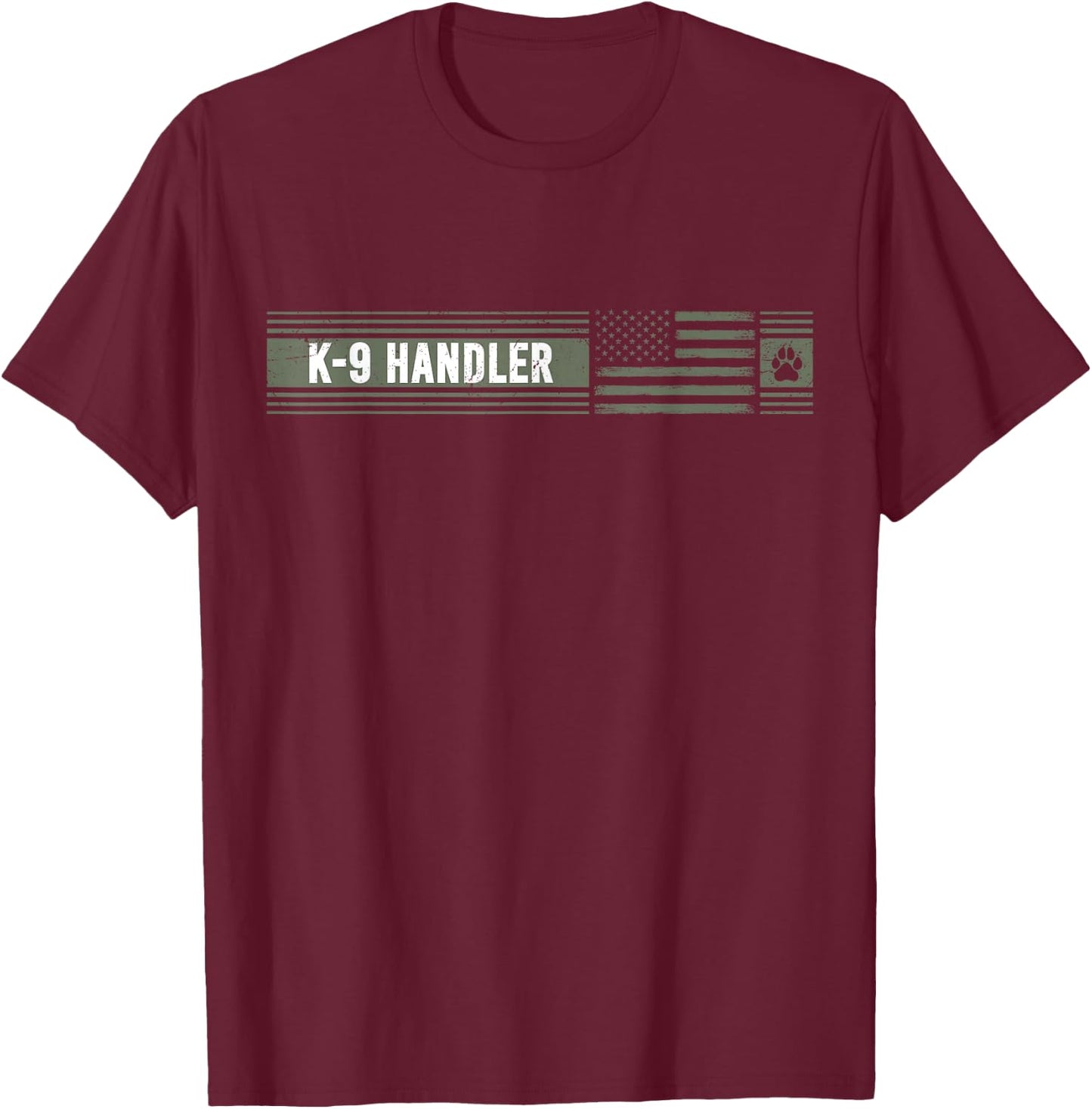 K-9 Handler K9 Unit Gift | Distressed | American Flag T-Shirt - T-Shirt | Maroon
