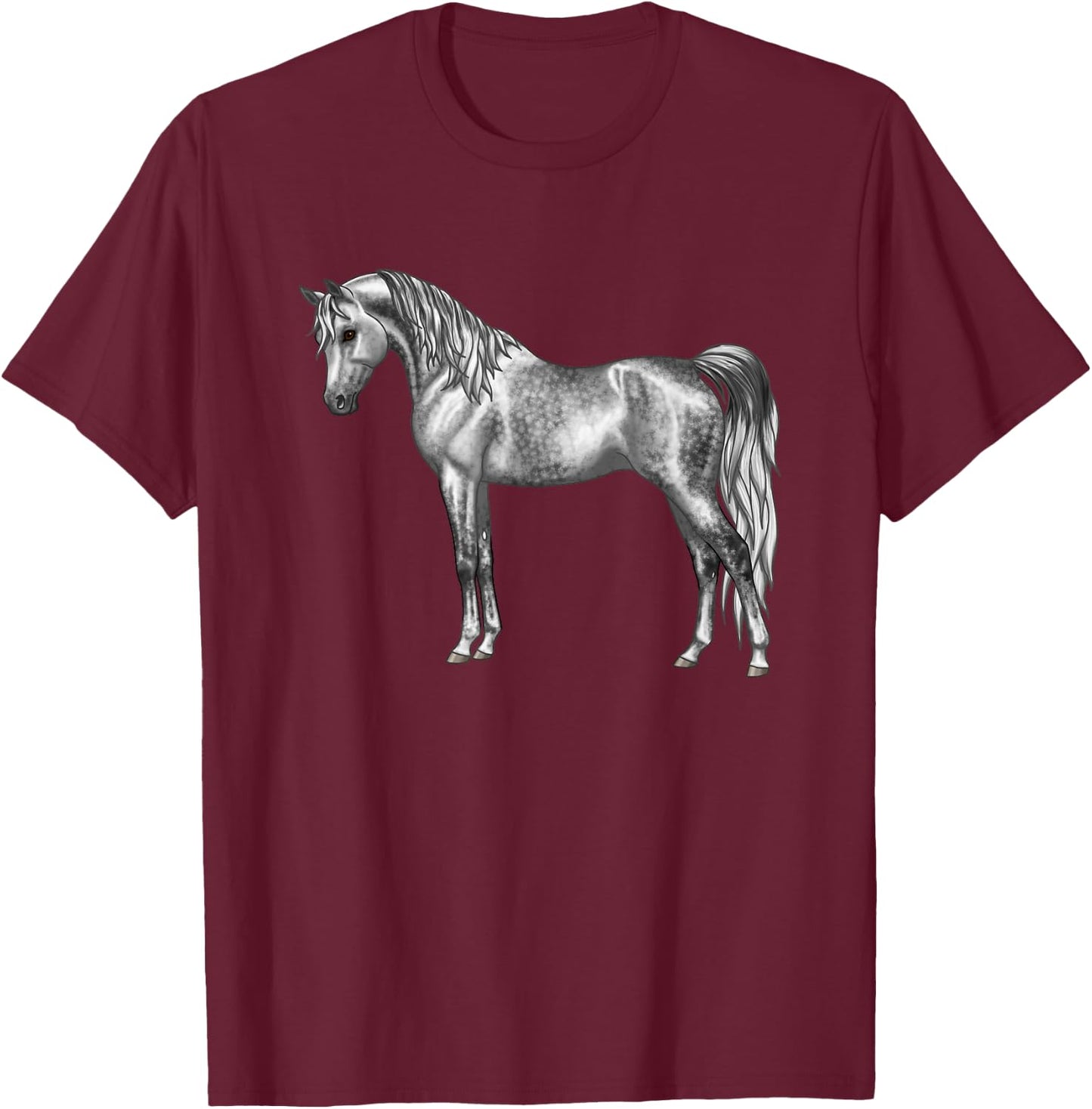 Beautiful Dapple Gray Egyptian Arabian Horse Lovers Gift T-Shirt - T-Shirt | Maroon