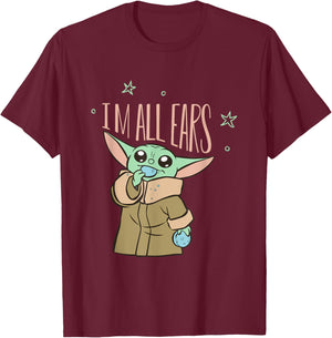 Star Wars The Mandalorian Grogu I’m All Ears T-Shirt - T-Shirt | Maroon