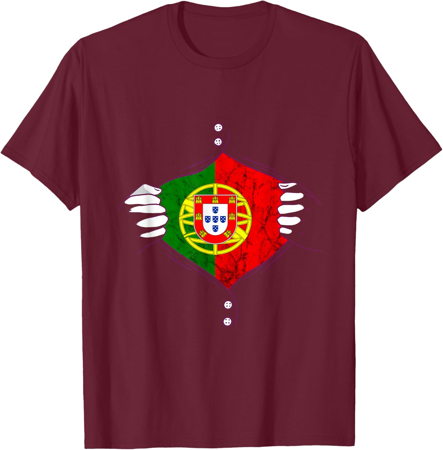 Portugal Flag Chest Portuguese Pride Portuguese Roots T-Shirt - T-Shirt | Maroon
