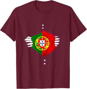 Portugal Flag Chest Portuguese Pride Portuguese Roots T-Shirt - T-Shirt | Maroon