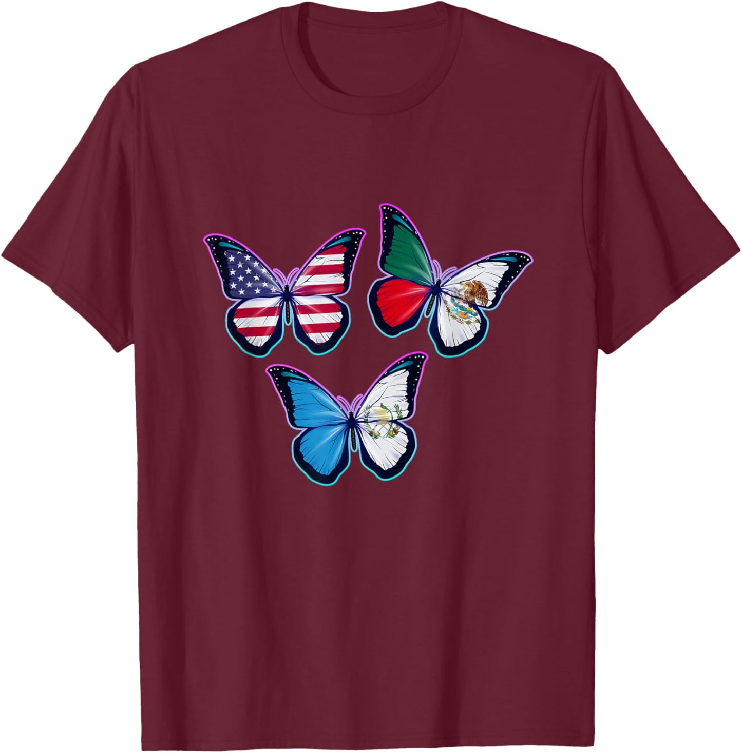 Multiculti Heritage. Guatemala, Mexico and the USA T-Shirt - T-Shirt | Maroon