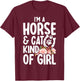 I Am Horse & Cat Kind Of Girl Horseshoe Paws T-Shirt - T-Shirt | Maroon