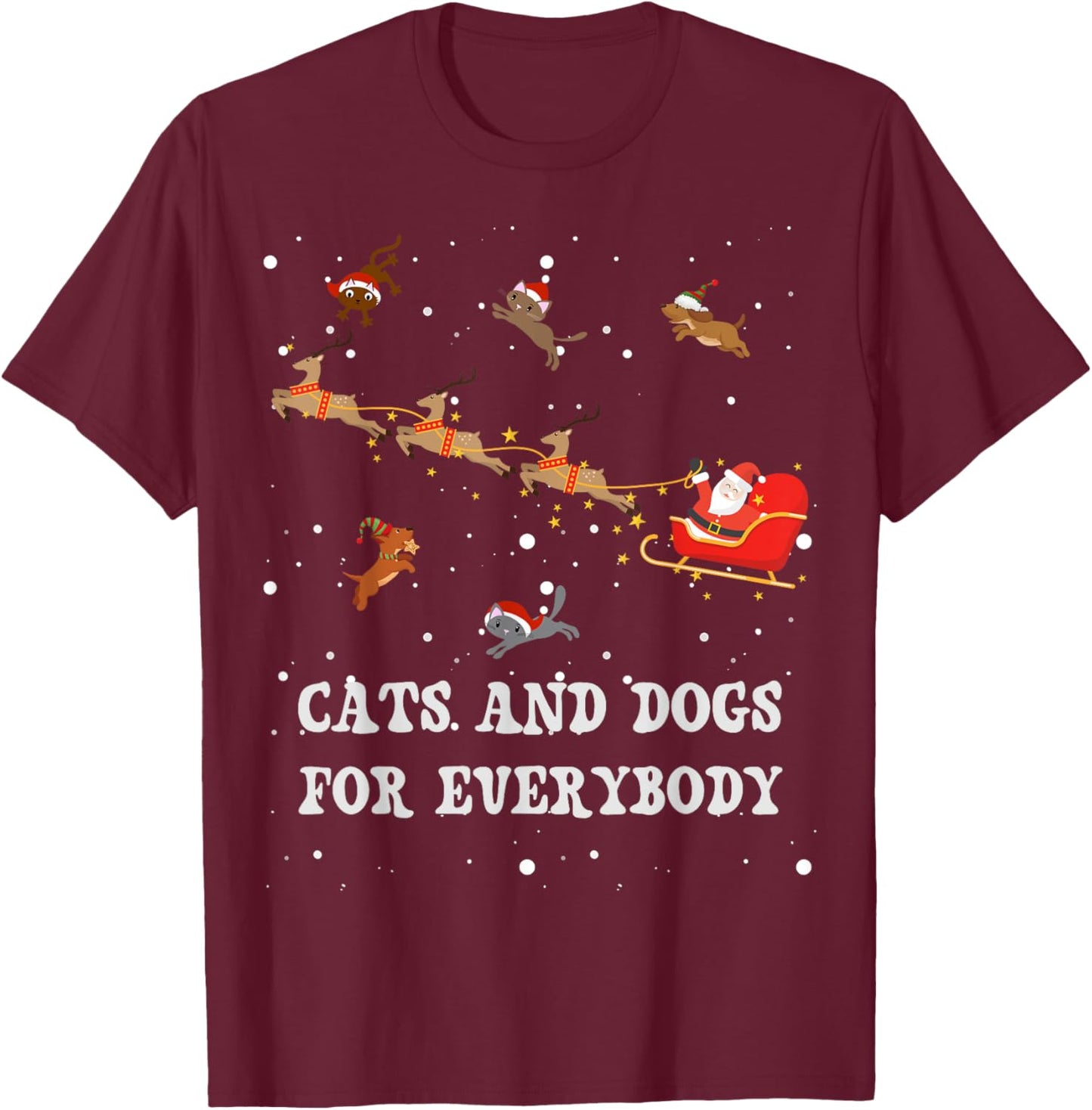 Dogs For Everybody Funny Dog Lovers Christmas T-Shirt - T-Shirt | Maroon