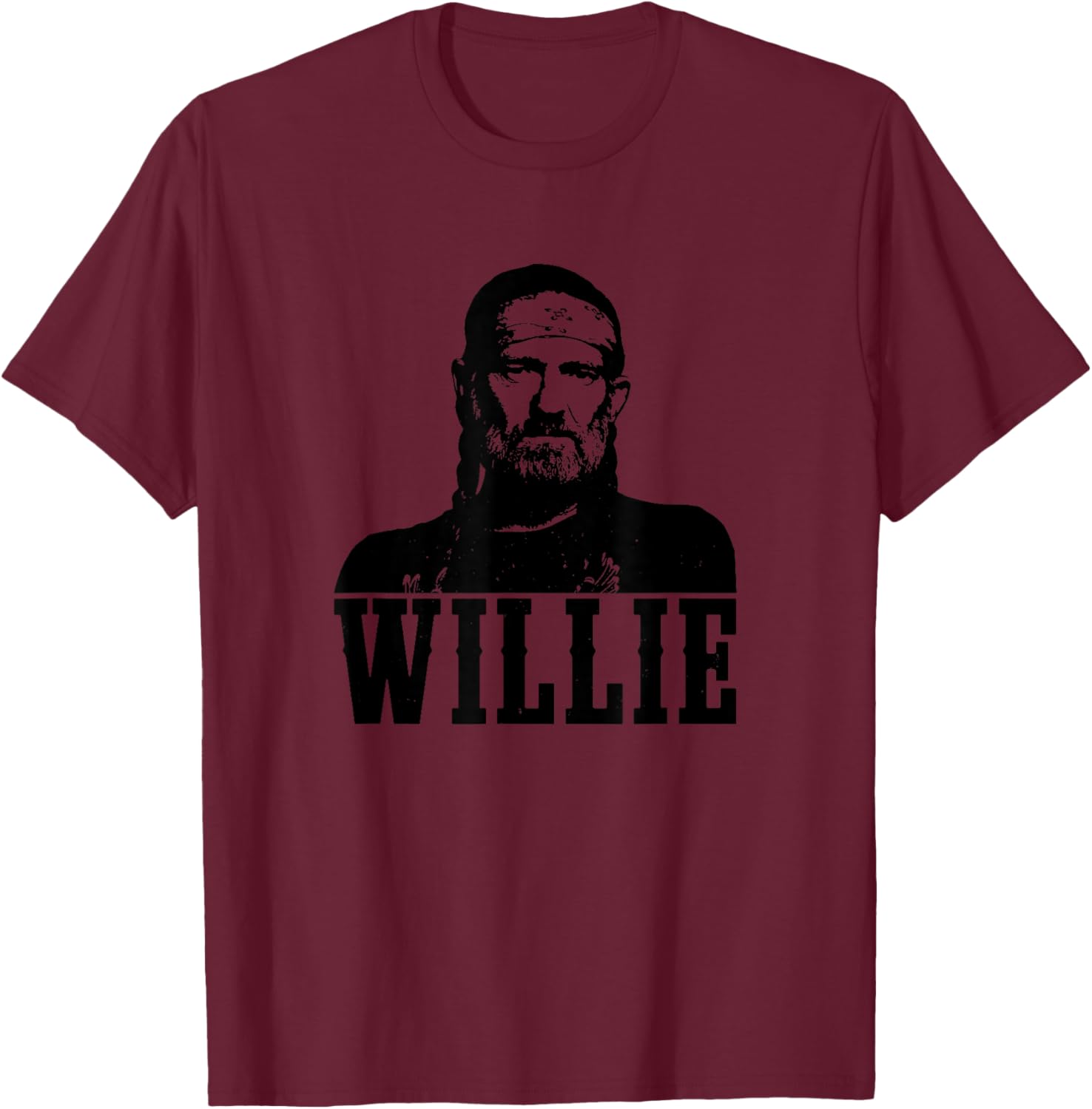 Official Willie Nelson Photo T-Shirt - T-Shirt | Maroon