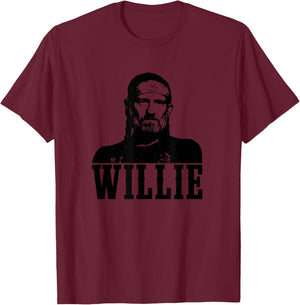 Official Willie Nelson Photo T-Shirt - T-Shirt | Maroon
