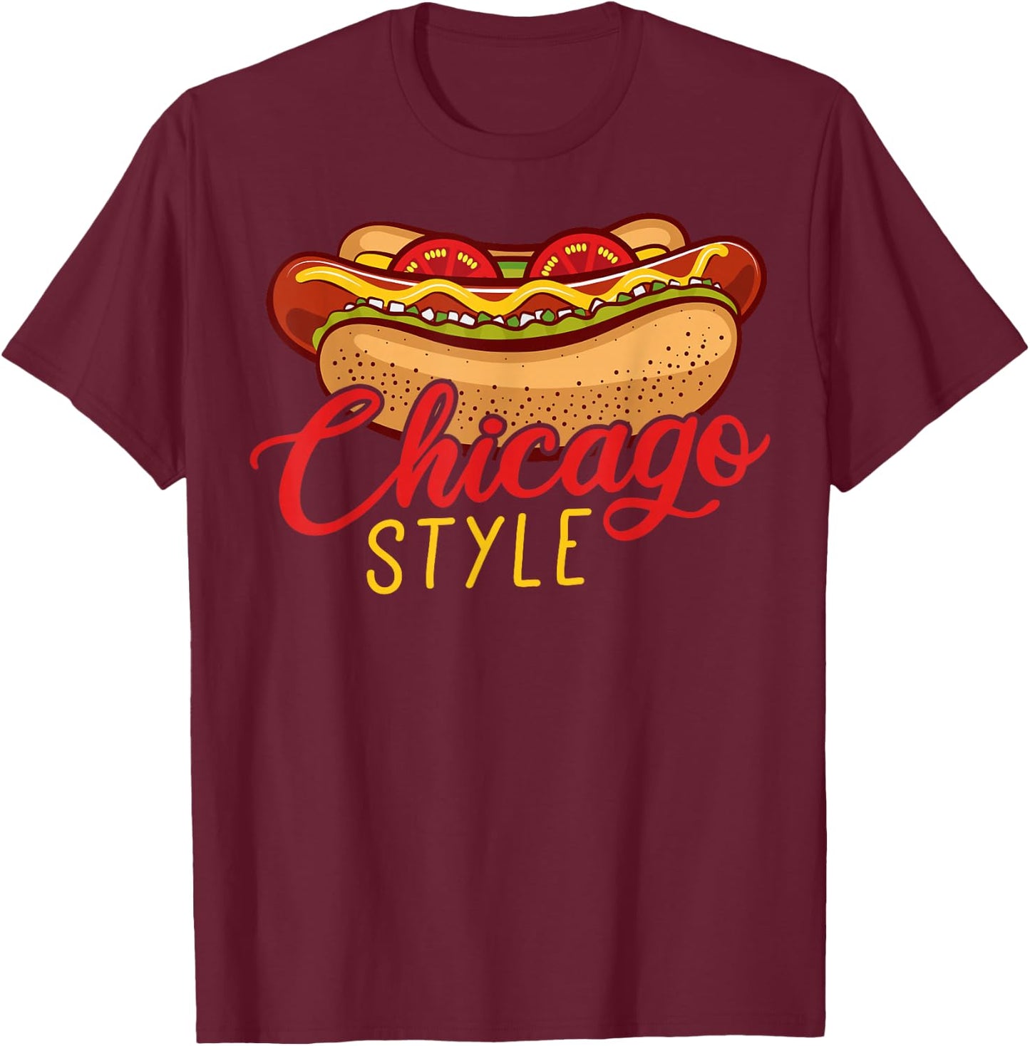 Chicago Style Hot Dog T-Shirt - T-Shirt | Maroon