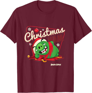 Angry Birds Christmas Pig Official Merchandise T-Shirt - T-Shirt | Maroon