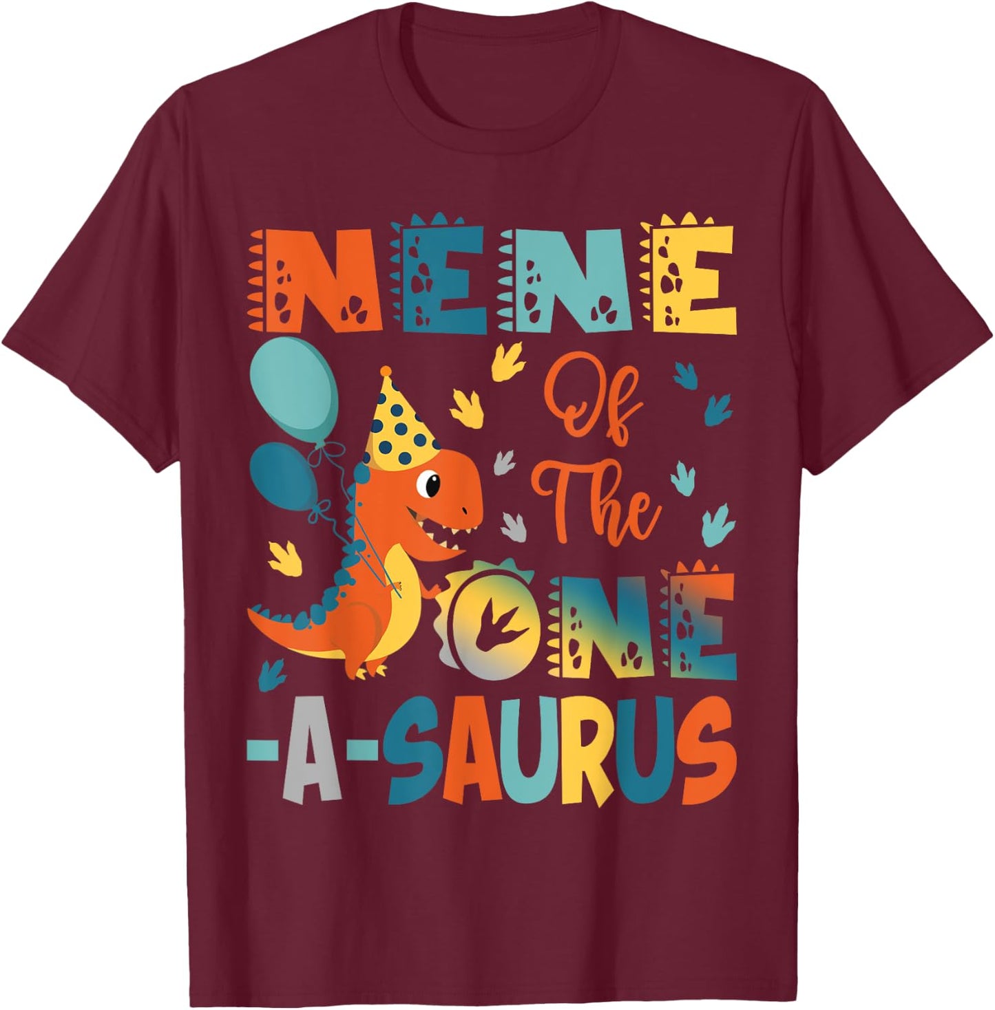 Nene Of The One-A-Saurus 2Nd Birthday Dinosaur Party T-Shirt - T-Shirt | Maroon