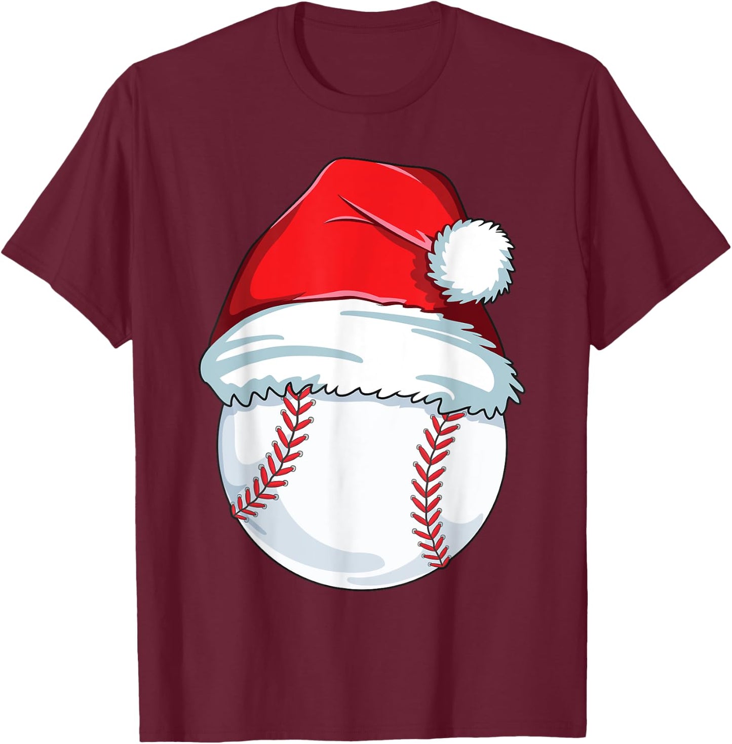 Christmas Baseball Xmas Santa Hat Ball Kids Boys Men T-Shirt - T-Shirt | Maroon
