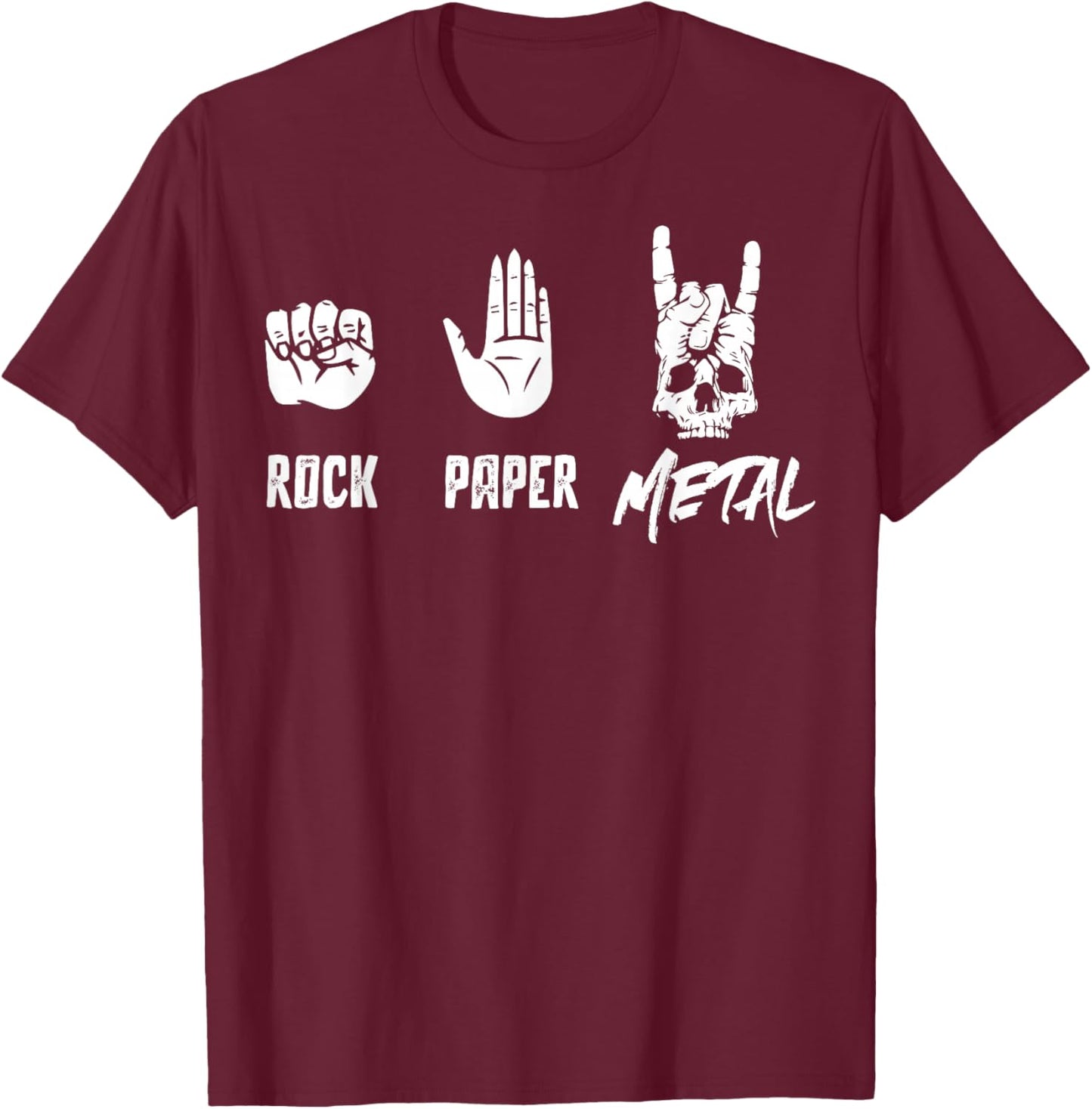 Rock Paper Metal - Heavy Metal Music T-Shirt - T-Shirt | Maroon