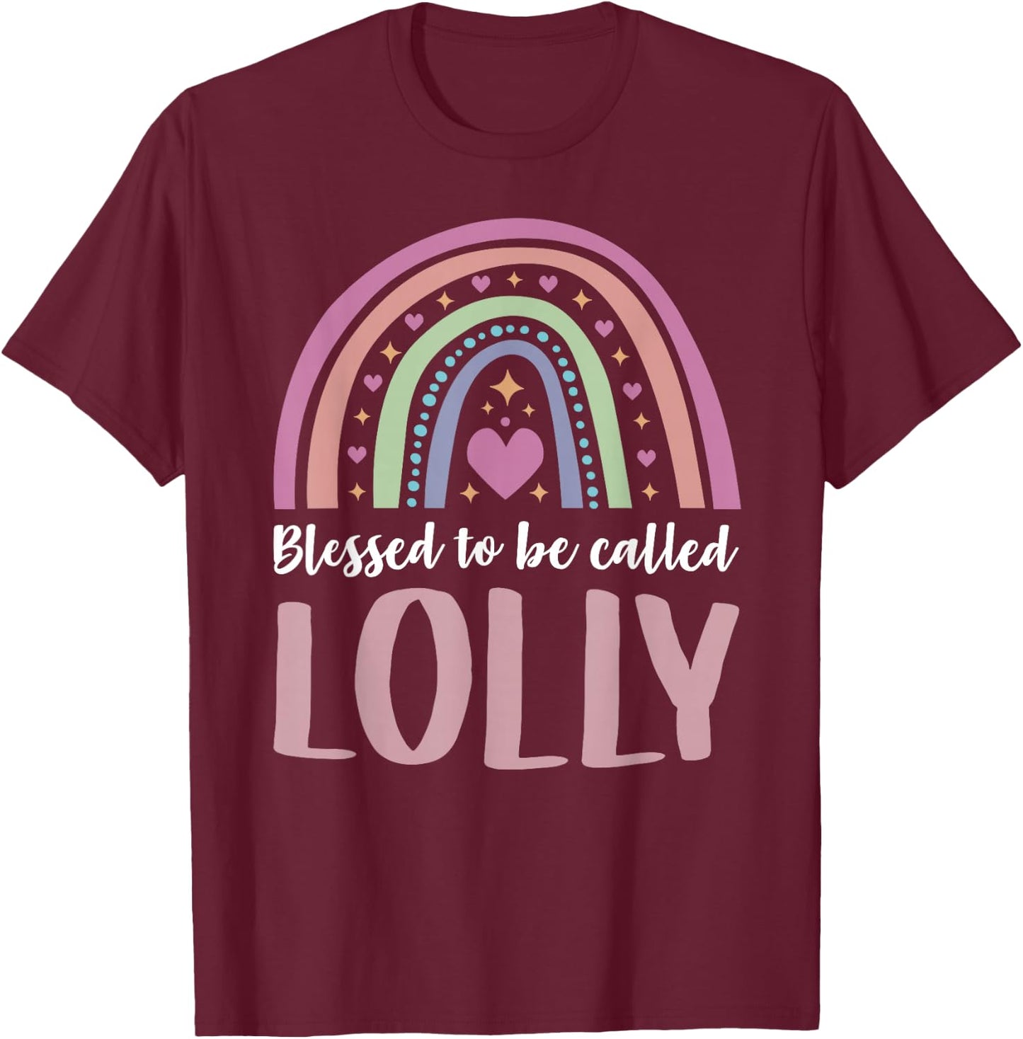 Lolly Shirt for Grandma Women Mothers Day Blessed Lolly T-Shirt - T-Shirt | Maroon