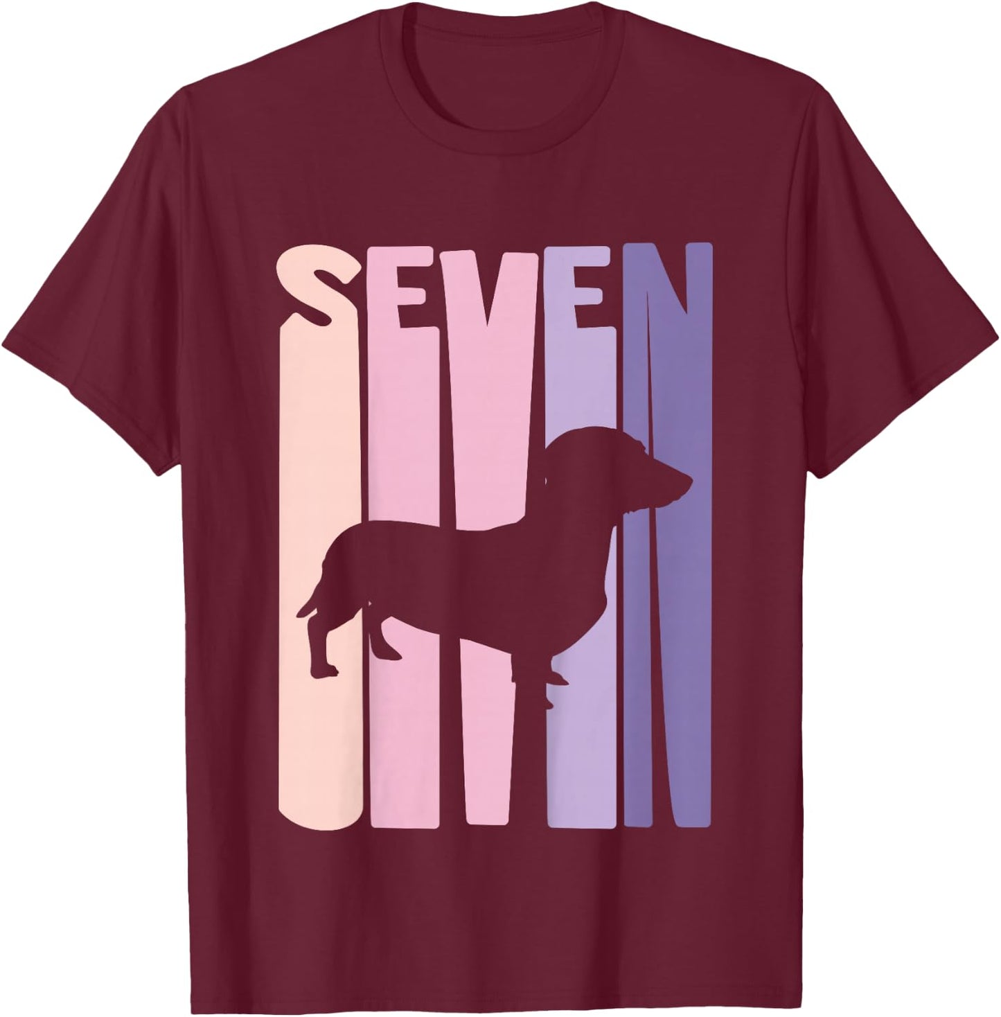 Kids 7 Year Old German Dachshund Lover Birthday Girl T-Shirt - T-Shirt | Maroon
