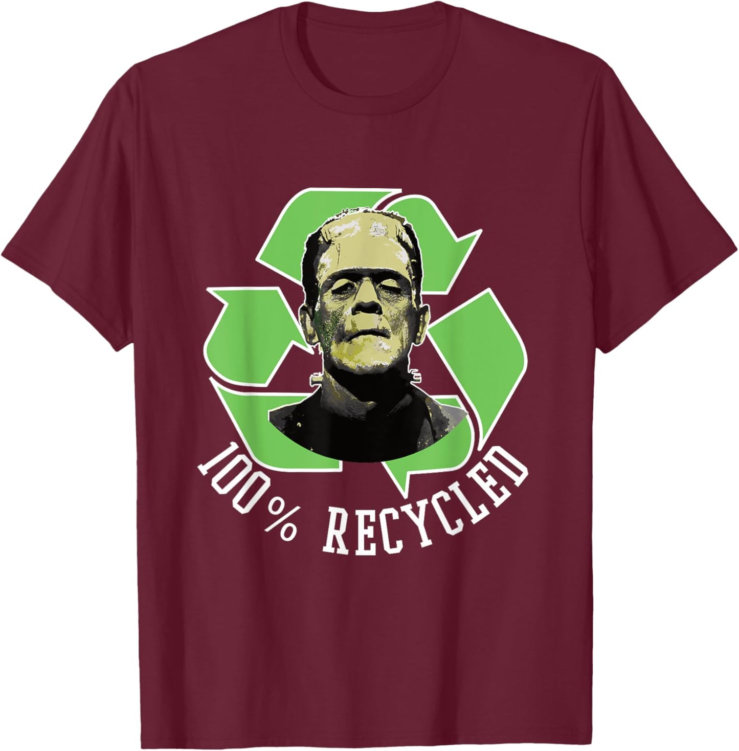 Frankenstein's Monster - 100% Recycled s Funny Halloween T-Shirt - T-Shirt | Maroon