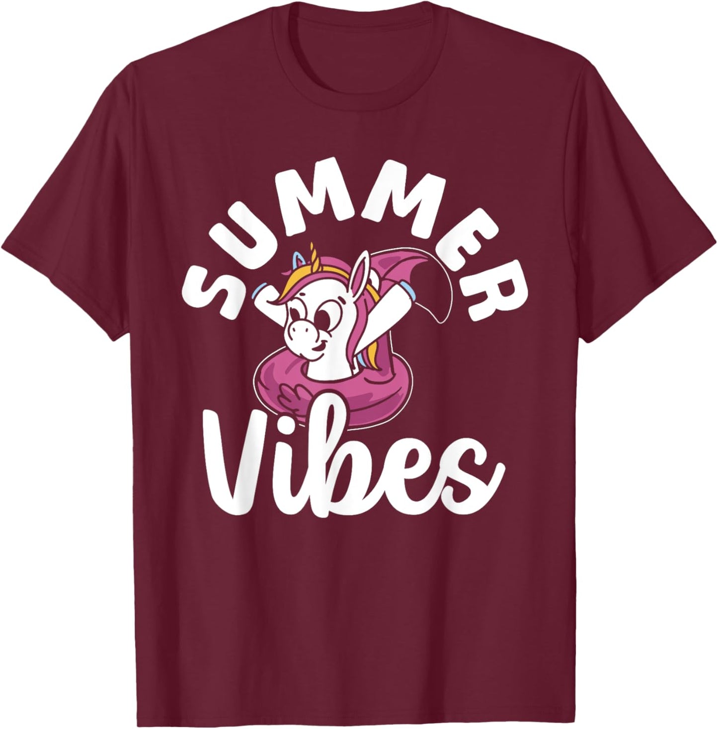 Pool Girl Unicorn Kids Summer Vibes Women Swimming Pool T-Shirt - T-Shirt | Maroon