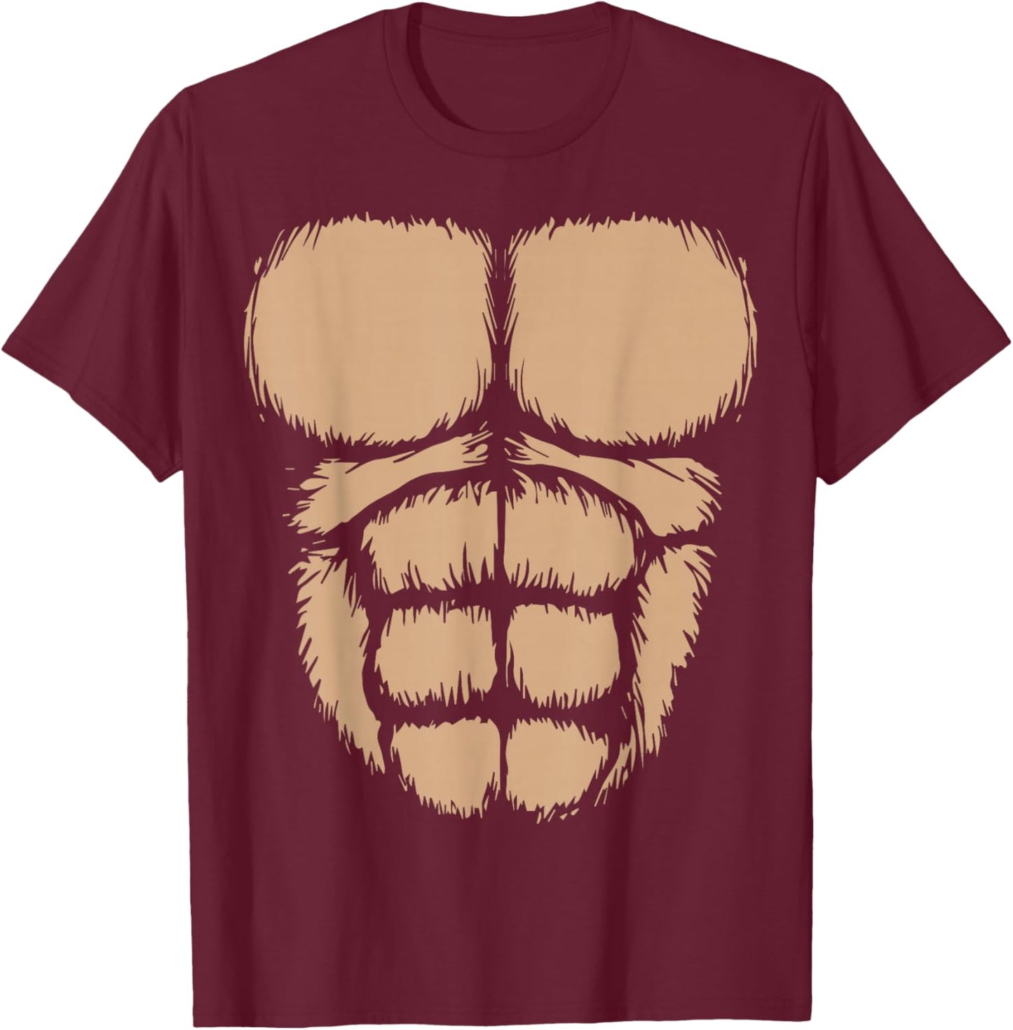 Monkey Gorilla Sixpack Belly Gorilla Chest Halloween Costume T-Shirt - T-Shirt | Maroon