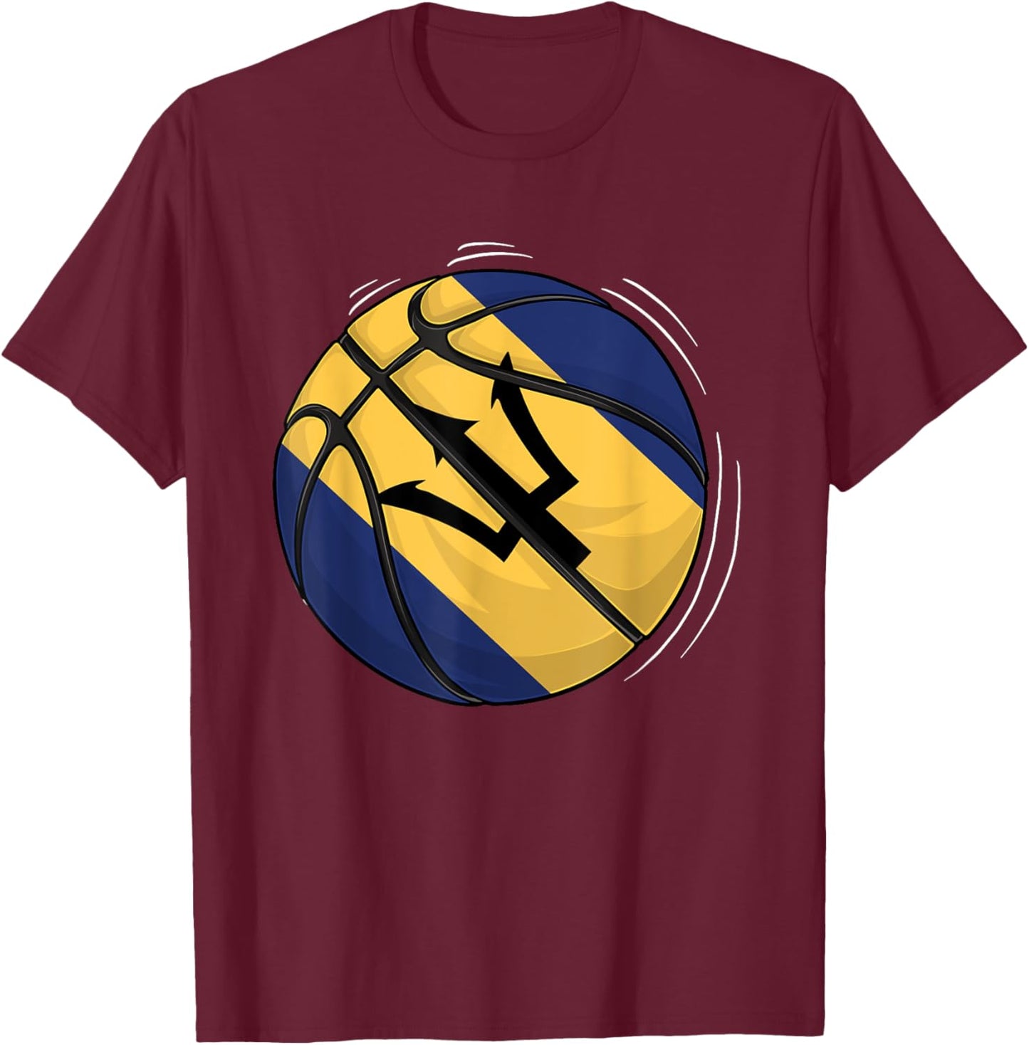 Basketball Ball With The Flag Of Barbados T-Shirt - T-Shirt | Maroon