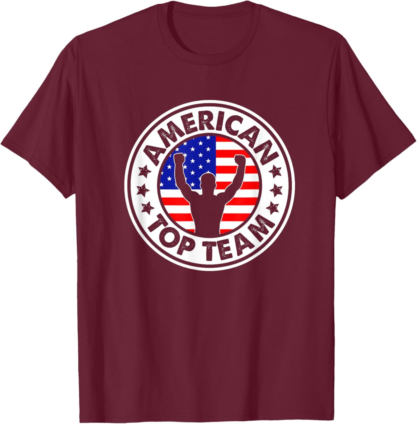 American Flag Top Team BJJ Brazilian Jiu Jitsu T-Shirt - T-Shirt | Maroon