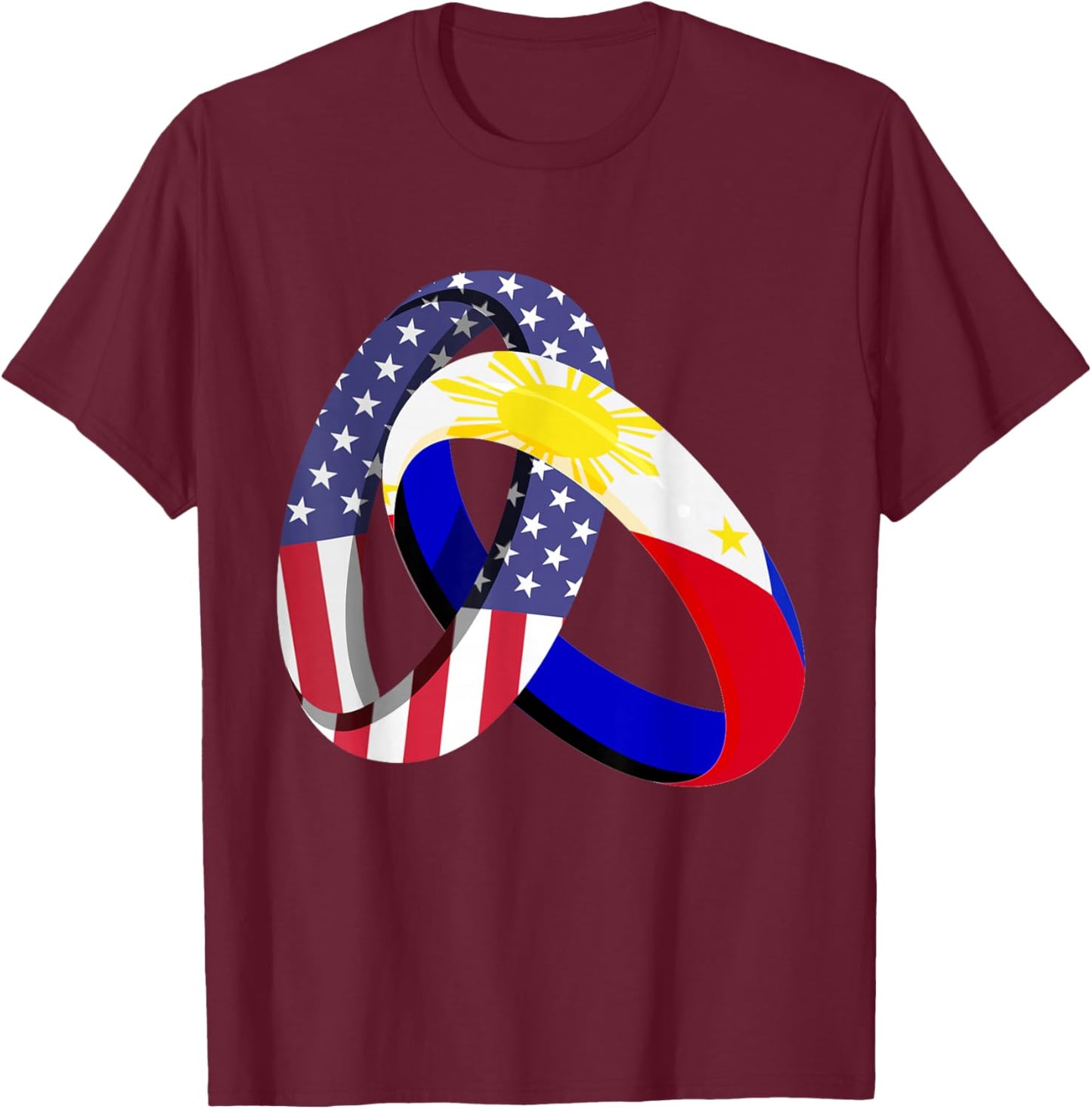 Philippines American Ring Heritage Month Filipino Flag T-Shirt - T-Shirt | Maroon