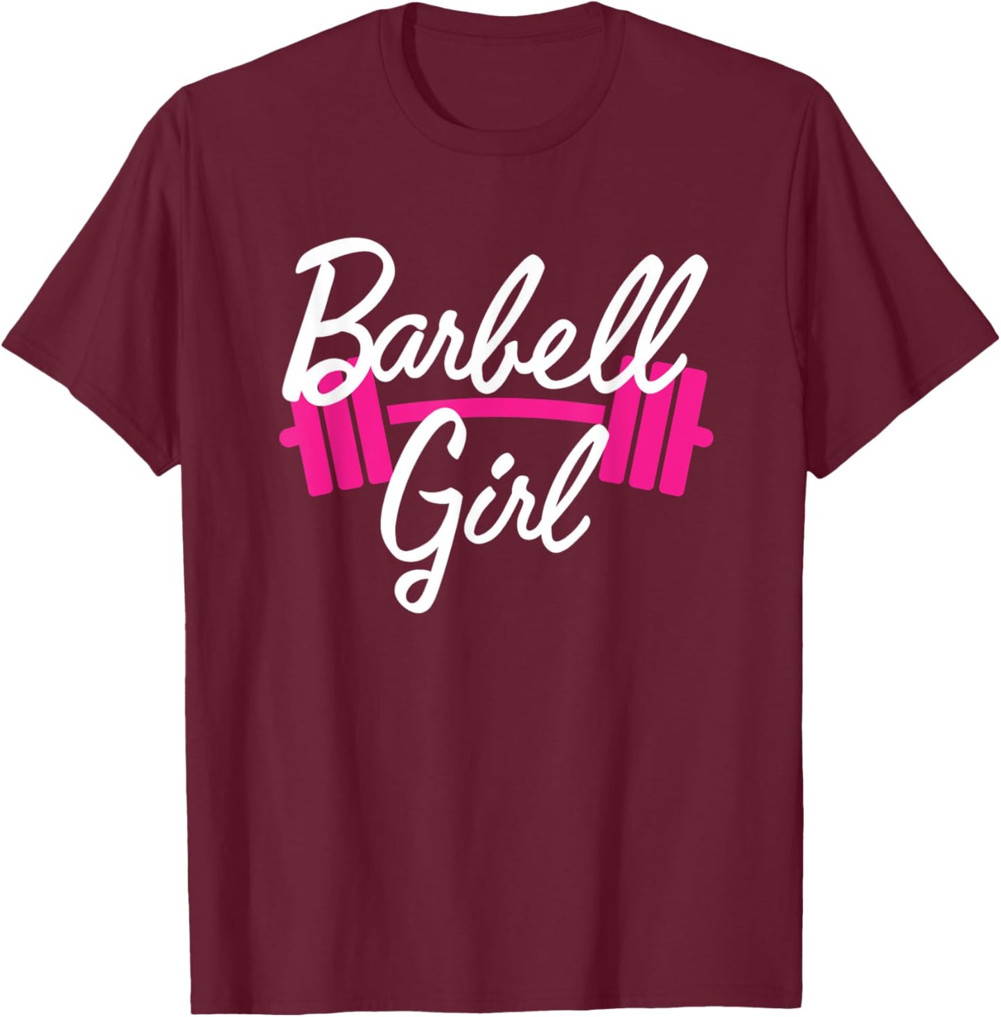 Pink Barbell Girl Weightlifting Gym Pump Cover T-Shirt - T-Shirt | Maroon
