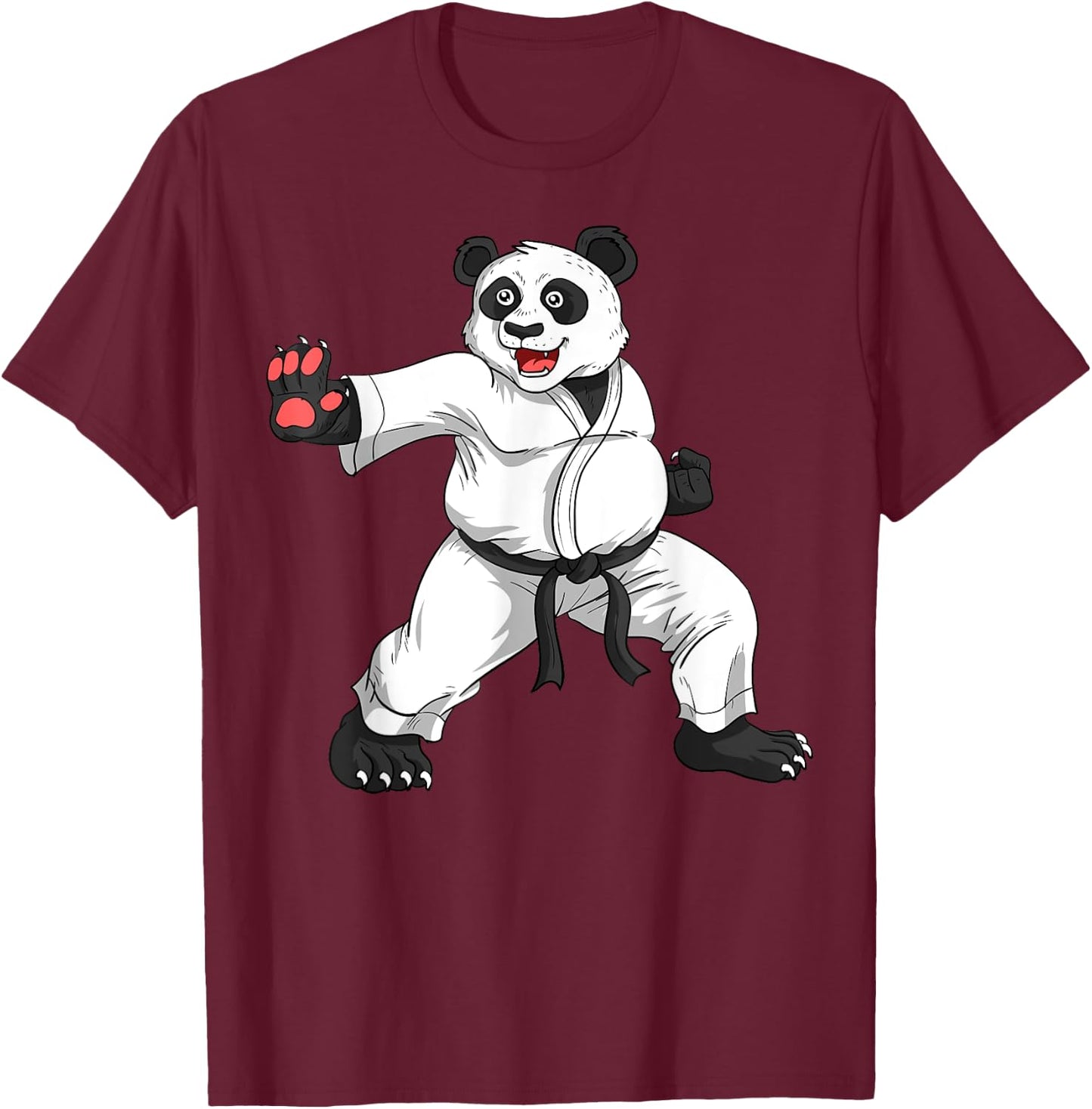 Karate Black Belt Panda Lover Japanese Martial Arts Sport T-Shirt - T-Shirt | Maroon